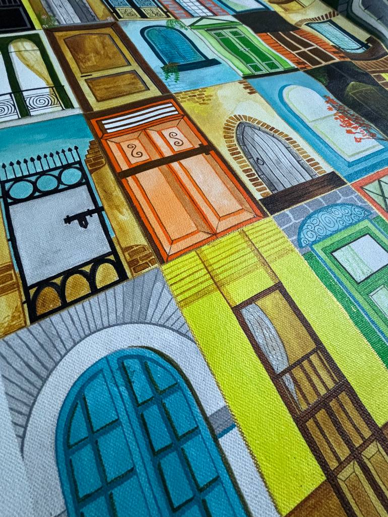 Original Abstract Architecture Painting by Saddle Handcrafted