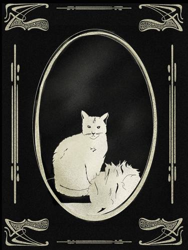 Print of Art Deco Cats Digital by Swan Feix