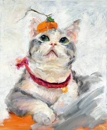 Original Abstract Expressionism Cats Paintings by Liesl Ye