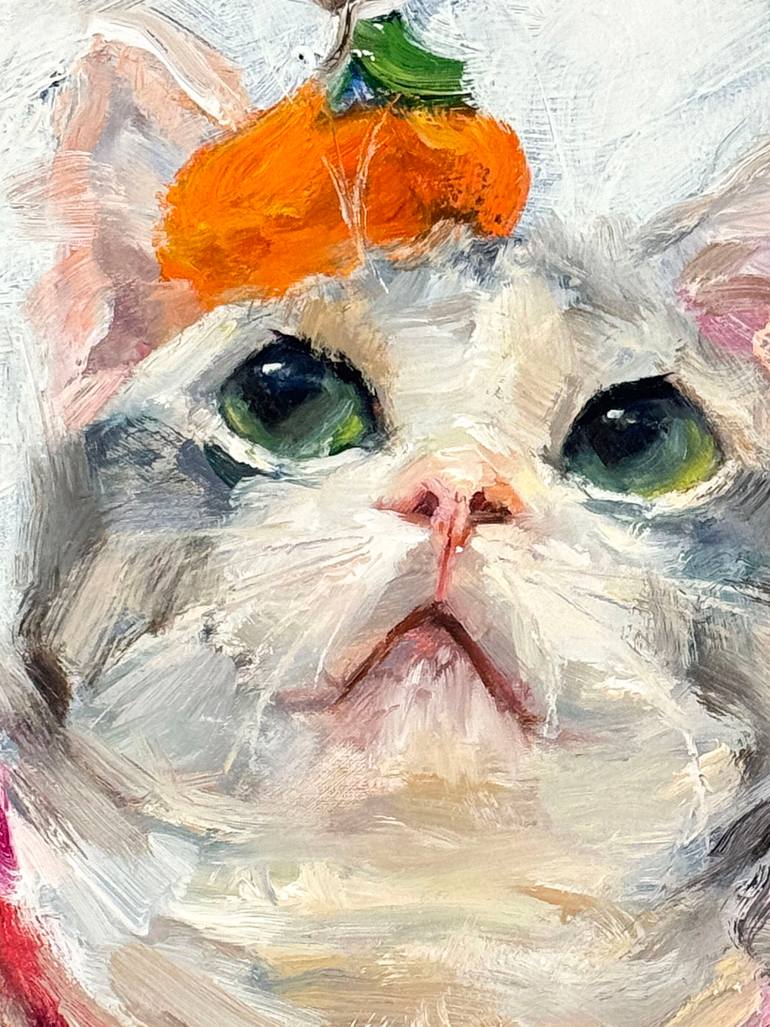 Original Abstract Expressionism Cats Painting by Liesl Ye