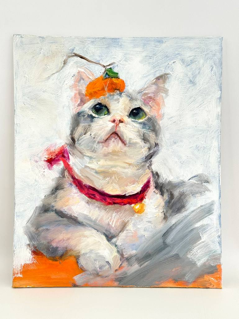 Original Abstract Expressionism Cats Painting by Liesl Ye