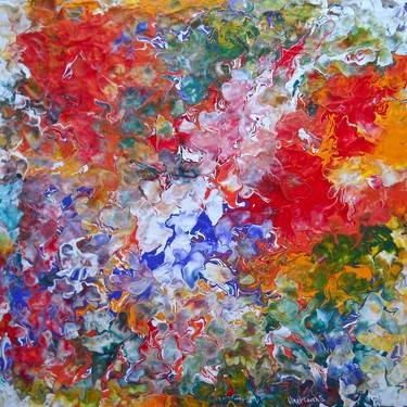 Original Abstract Expressionism Floral Mixed Media by Vinet Larente