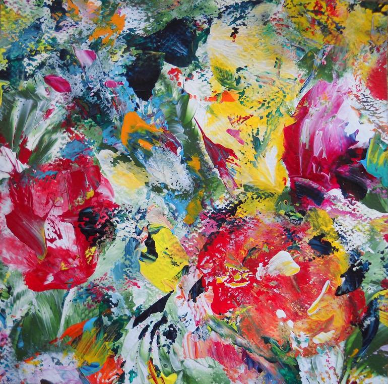 Original Impressionism Floral Painting by Vinet Larente