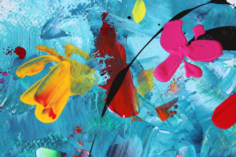 Original Abstract Floral Painting by Vinet Larente