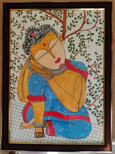 Original Art Deco Religion Painting by Saritha B