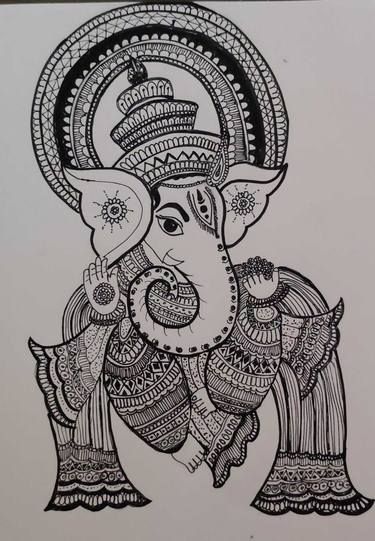 Original Black & White Religion Drawing by Saritha B