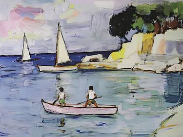 Original Abstract Expressionism Boat Digital by Elena Avanesova