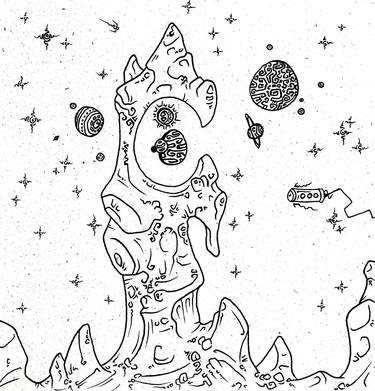 Original Surrealism Outer Space Drawings by Jordan Lawrence