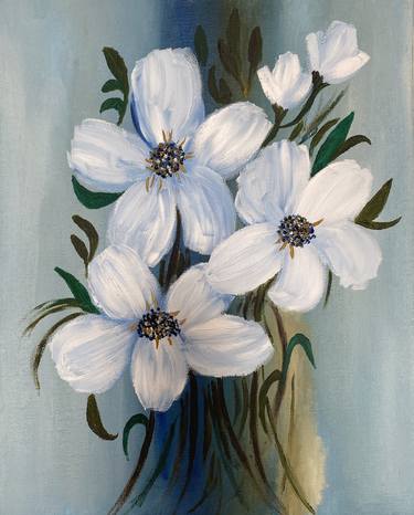 Original Minimalism Floral Paintings by Tati Campelo