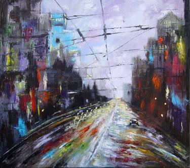 Original Abstract Cities Paintings by Lilit Tonakanyan