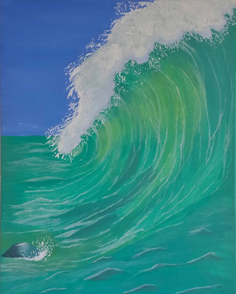 The beauty of sea waves Painting by Ruwani Sathischandra | Saatchi Art
