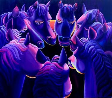 Original Surrealism Horse Paintings by Anna Chekh