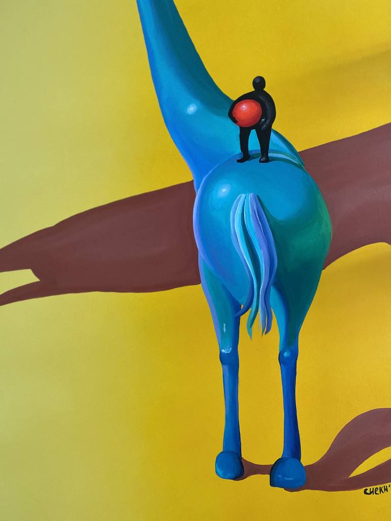 Original Symbolism Horse Painting by Anna Chekh