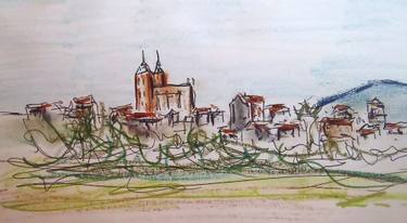 Original Abstract Architecture Drawing by Virginia T Coleman