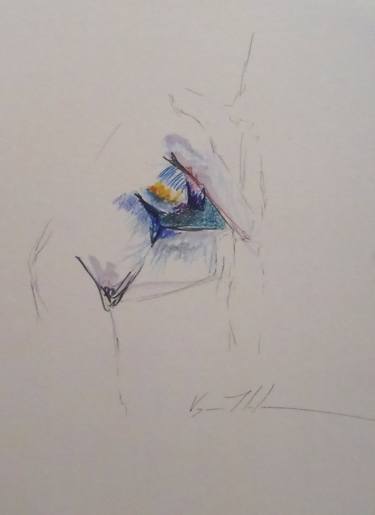 Original Abstract Expressionism Nude Drawing by Virginia T Coleman