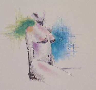 Original Abstract Expressionism Nude Drawing by Virginia T Coleman