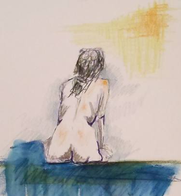 Original Abstract Expressionism Nude Drawing by Virginia T Coleman