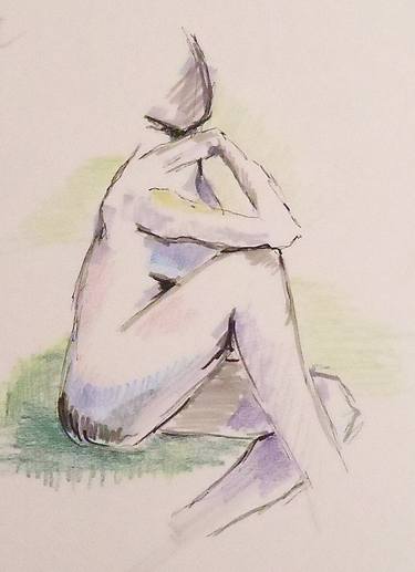 Original Nude Drawing by Virginia T Coleman