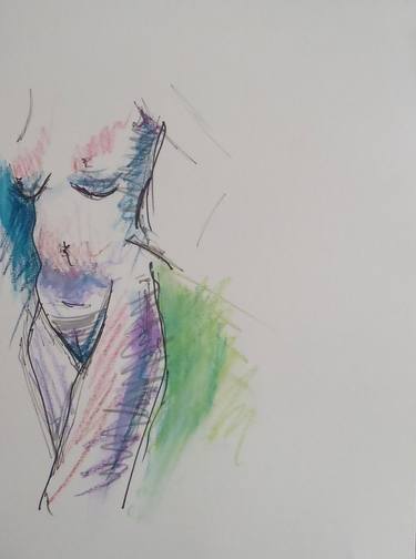 Original Expressionism Nude Drawing by Virginia T Coleman