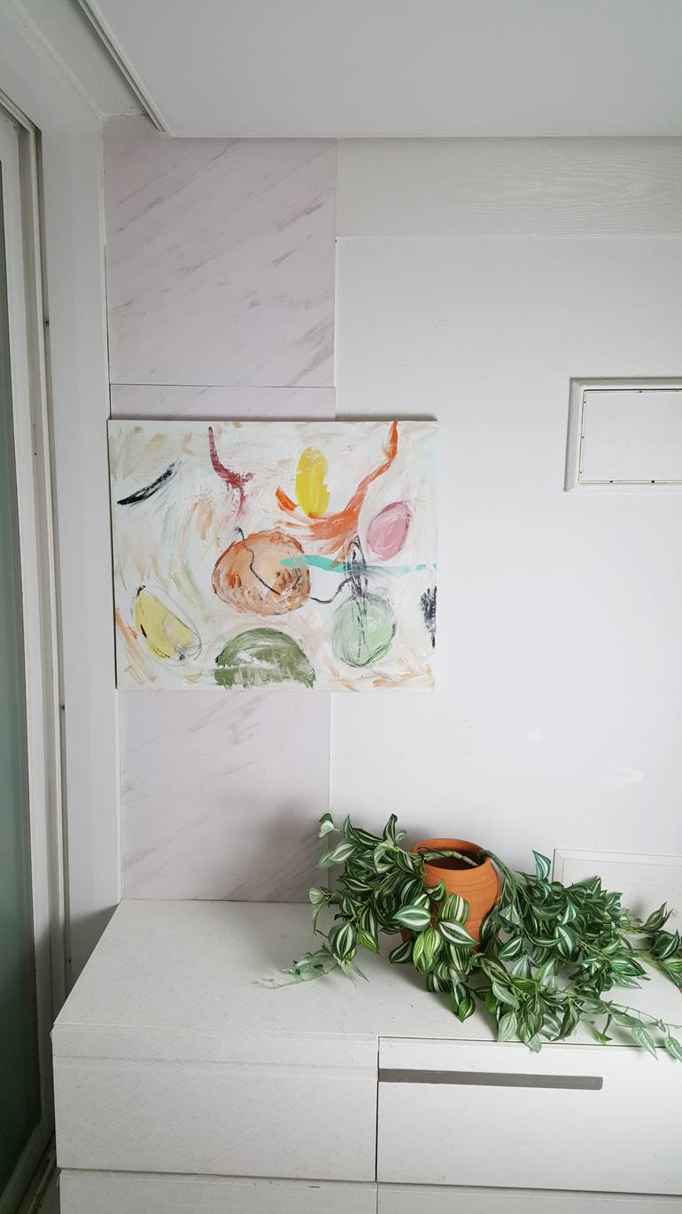 Original Abstract Family Painting by Jun Hee Lee