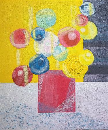 Original Abstract Floral Mixed Media by noel park
