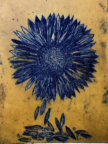 Original Abstract Expressionism Floral Printmaking by Amy Masters