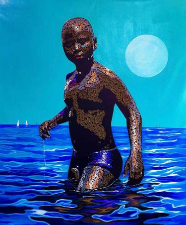 Original Contemporary Beach Paintings by Richard Adusu