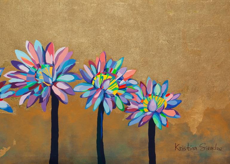 Original Abstract Floral Painting by Kristina Siradze