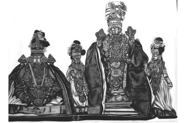 Original Photorealism Religion Drawings by Sri Mathi