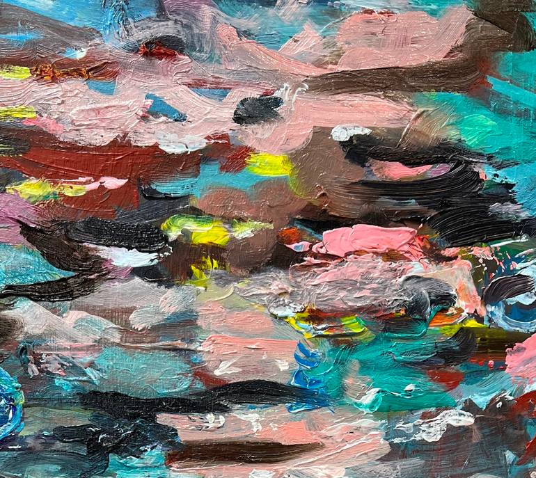 Original Abstract Expressionism Beach Painting by Viktoria Latka
