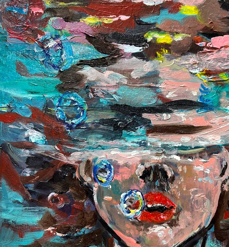 Original Abstract Expressionism Beach Painting by Viktoria Latka