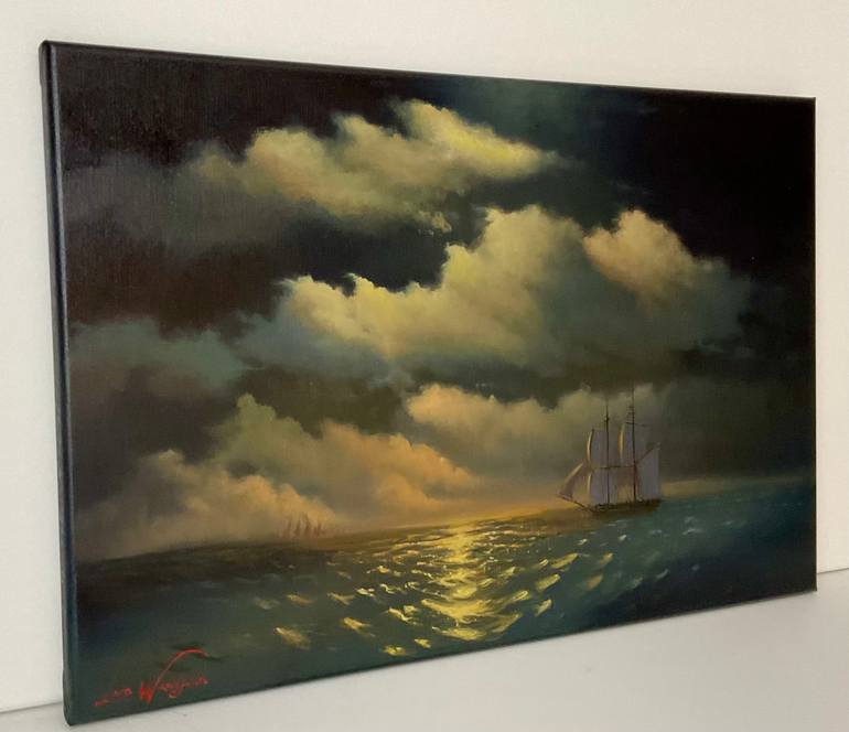 Original Romanticism Seascape Painting by Lara Wasiljewa 