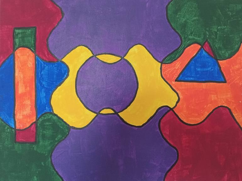 Original Patterns Painting by Azoth Z | Cubism Art on Canvas | Shapes and Colors II