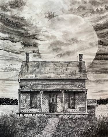 Original Black & White Landscape Drawing by Gene Guidry