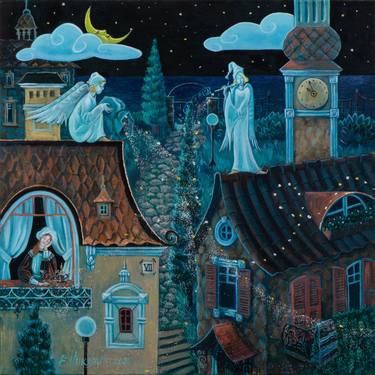 Original Romanticism Fantasy Painting by Elena Nikolic