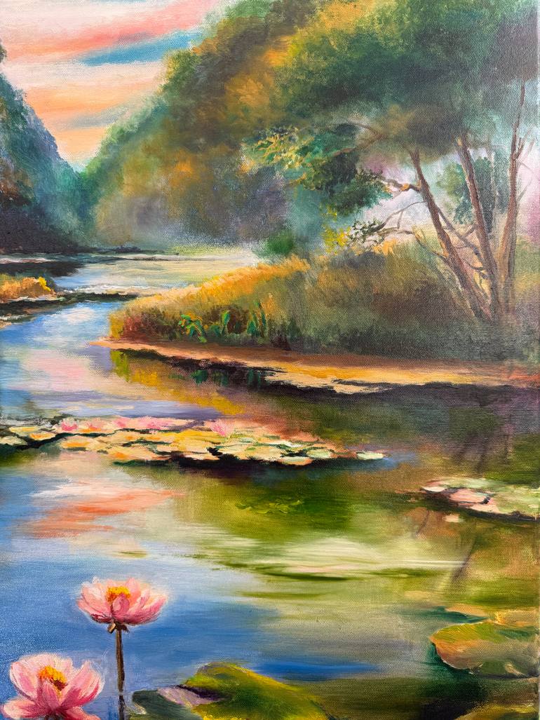 Original Art Deco Floral Painting by Oksana Nasibullova