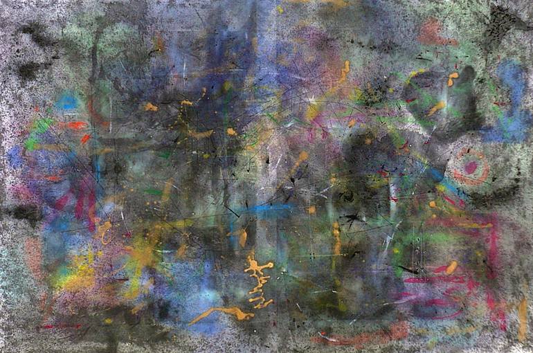 Original Abstract Painting by Kwesi Abbensetts | Abstract Art on Canvas | The Village At Night