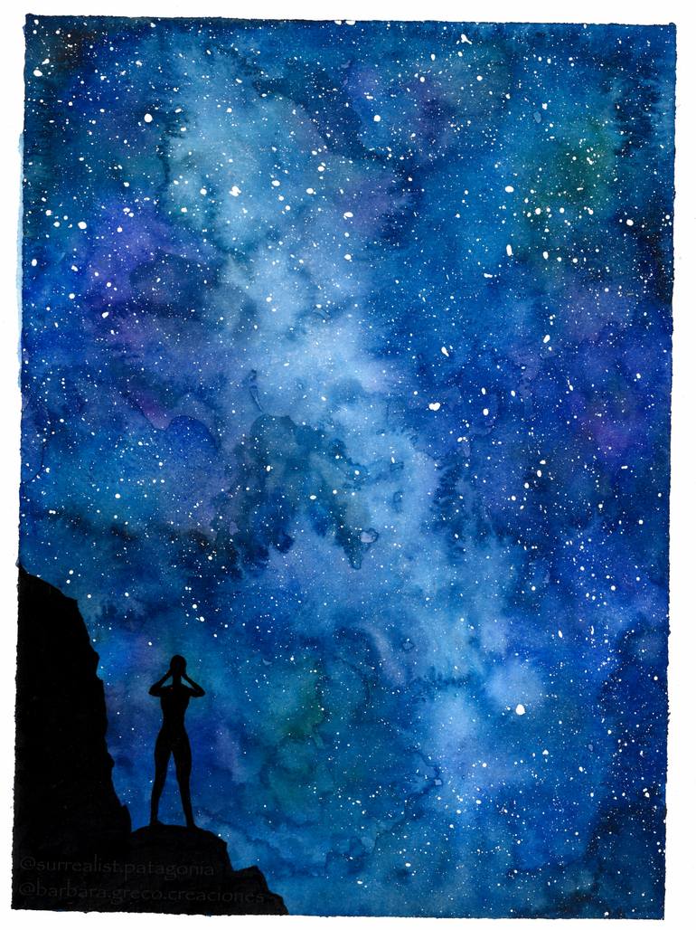 Original Surrealism Outer Space Painting by Barbara Greco