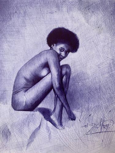 Original Expressionism Nude Drawings by Justice Soni-onovo