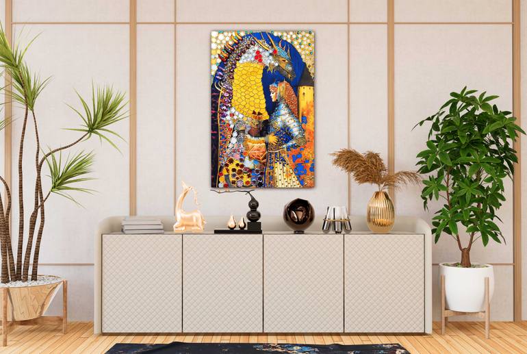 Original Art Deco Fantasy Painting by Rivas Artist