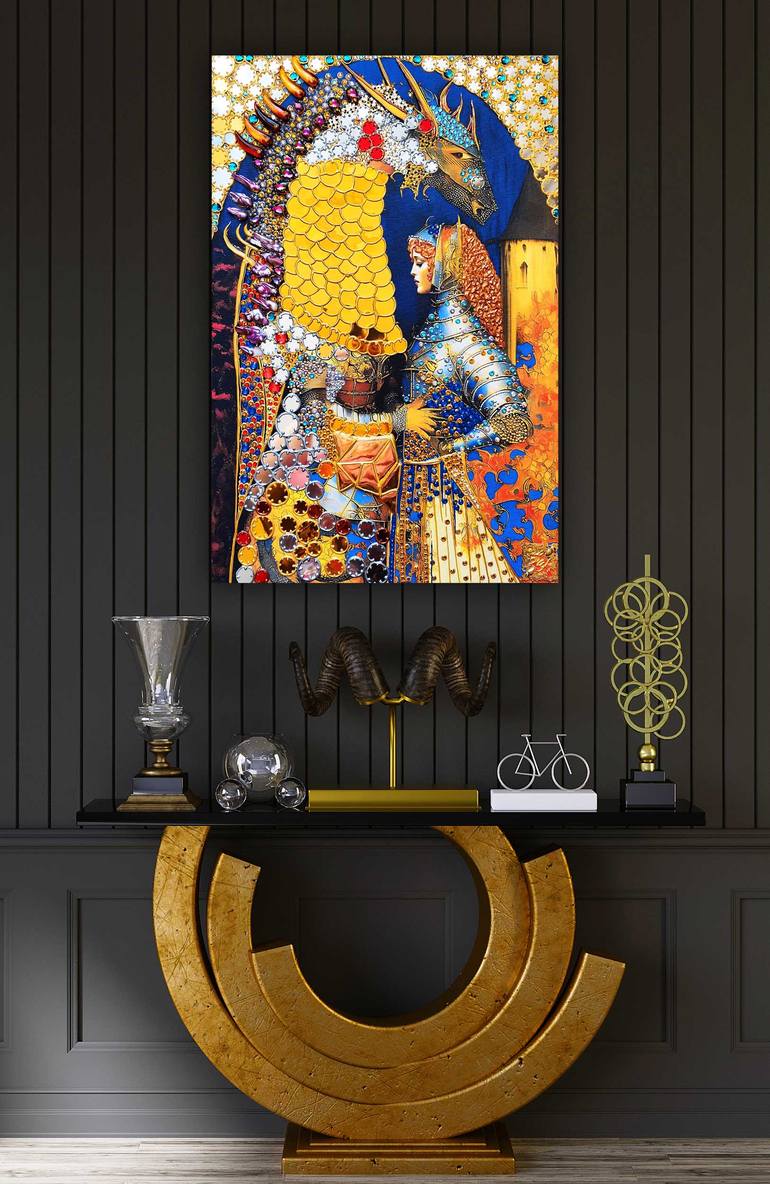 Original Art Deco Fantasy Painting by Rivas Artist