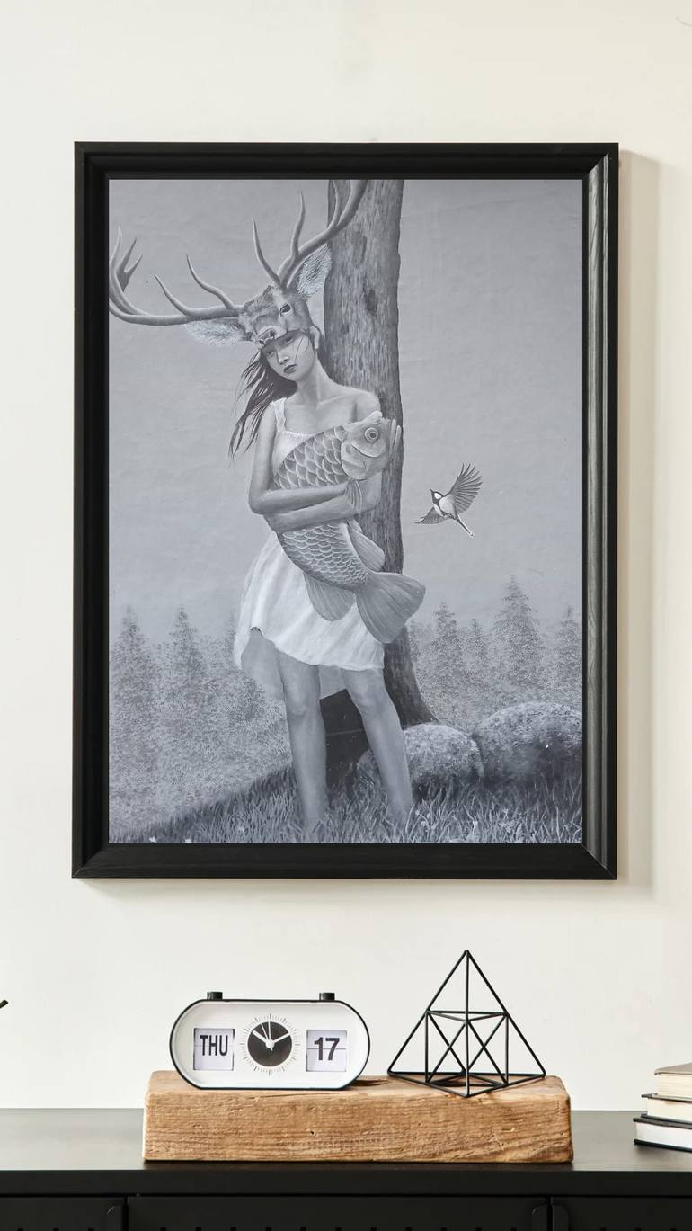 Original Black & White People Painting by Sunardi No Last Name
