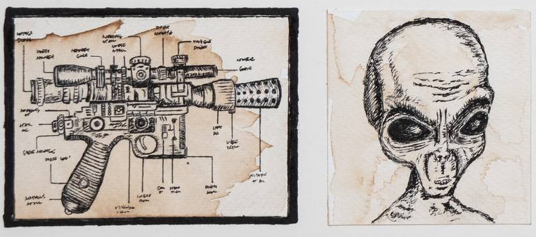 Original Conceptual Outer Space Mixed Media by Jay Frederick