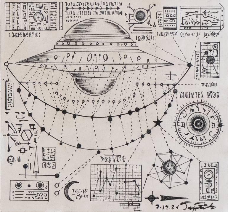 Original Conceptual Outer Space Mixed Media by Jay Frederick