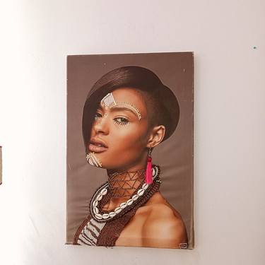 Original Portraiture Women Mixed Media by Maria Toure