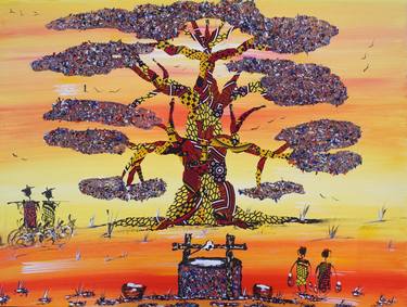 Original Contemporary Abstract Mixed Media by Fallou Kandji