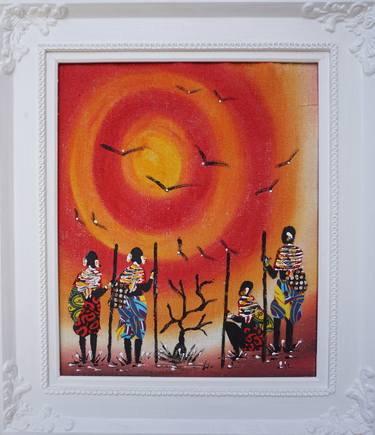 Original Abstract People Mixed Media by Fallou Kandji