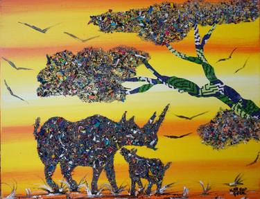 Original Abstract Expressionism Animal Mixed Media by Fallou Kandji