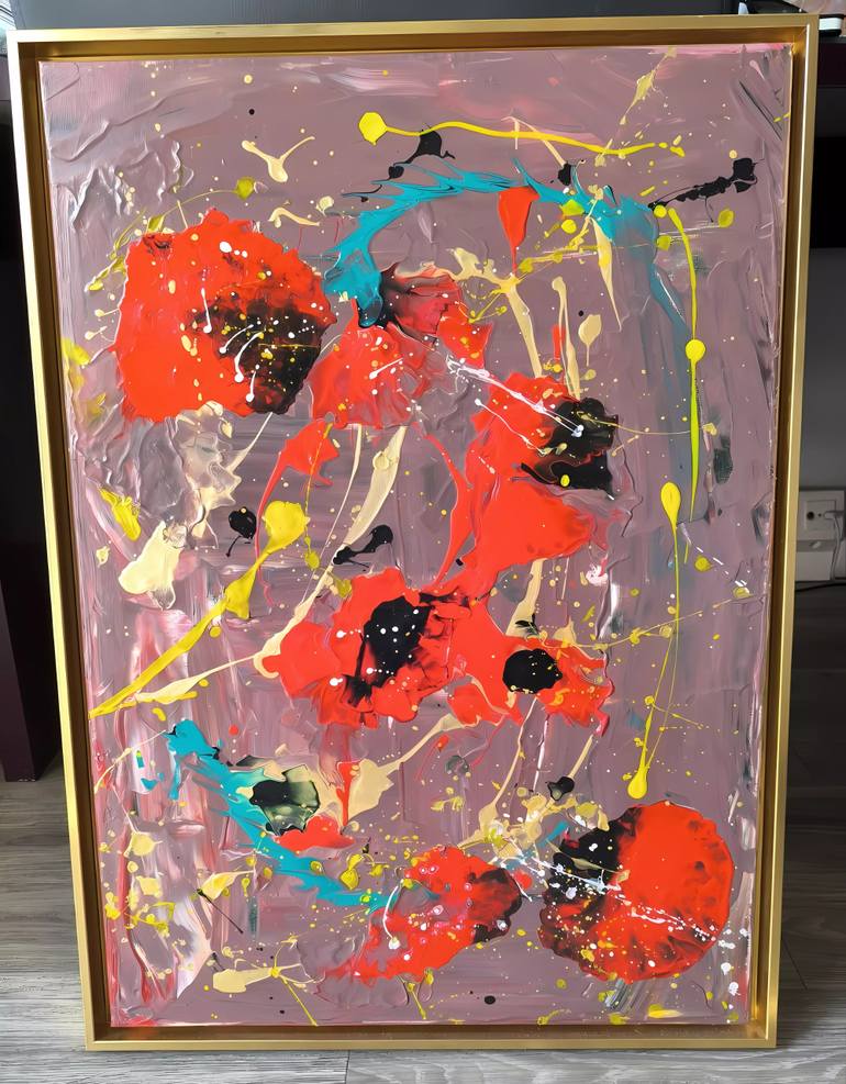 Original Abstract Expressionism Floral Painting by Exclusive Estate