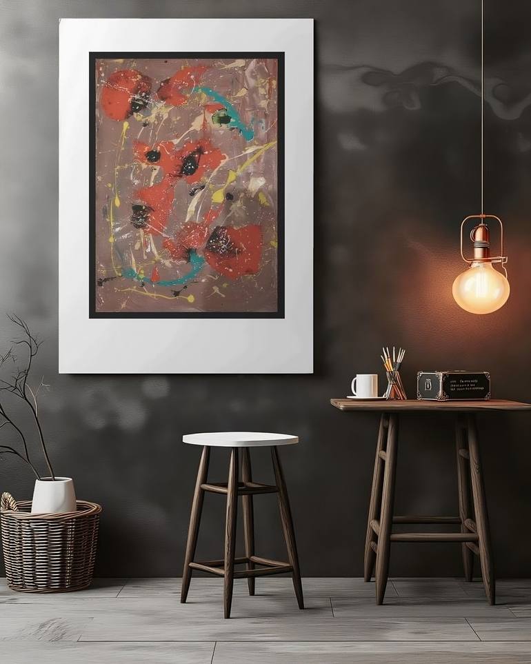 Original Abstract Expressionism Floral Painting by Exclusive Estate